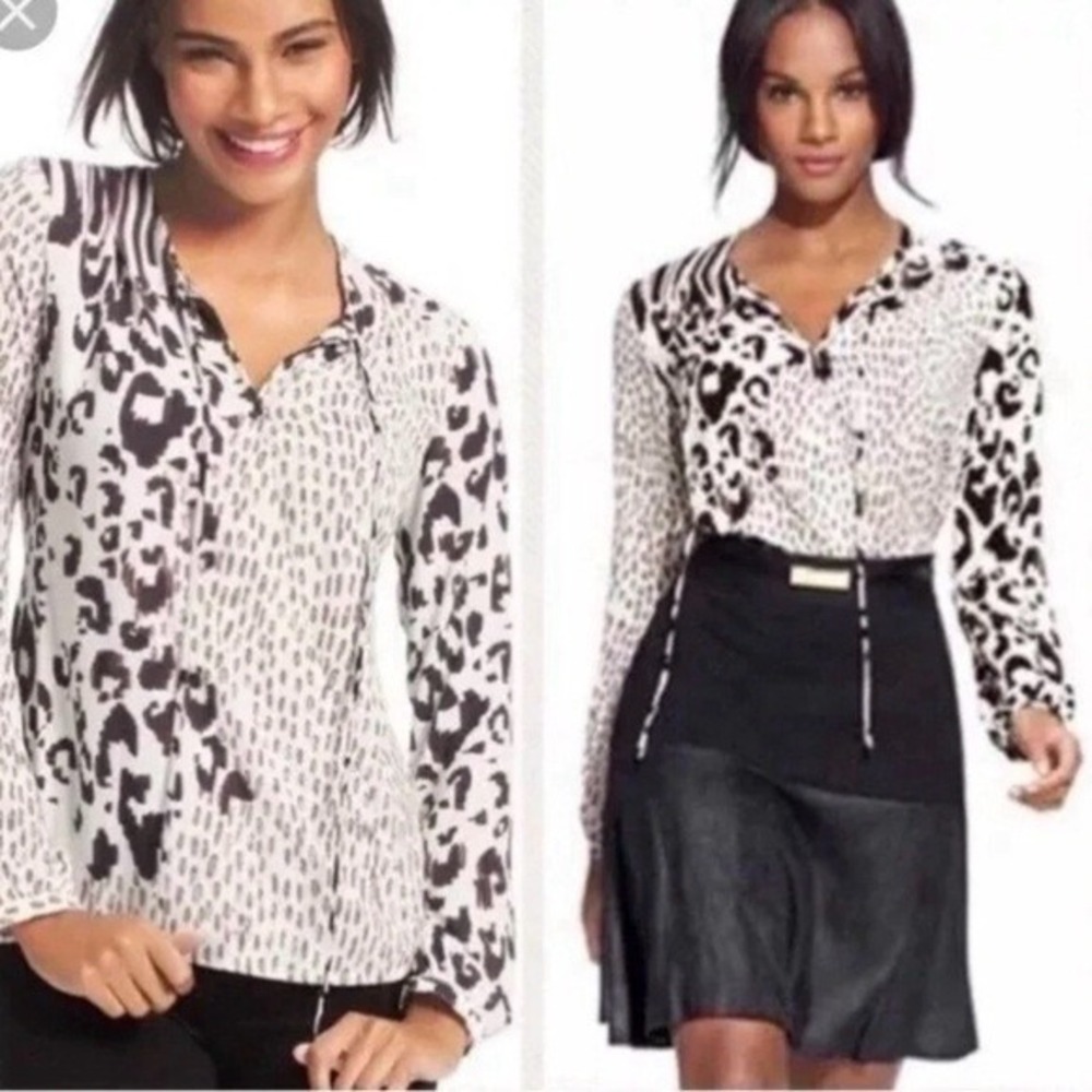 CAbi Animal Print Crossover Blouse‎ Medium Workwear Office